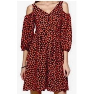 Disney Ailce Through The Lookingglass Elegant Black and Red Floral Women's Dress